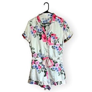 Victoria Secret Medium silk effect floral and stripped pajama jumper